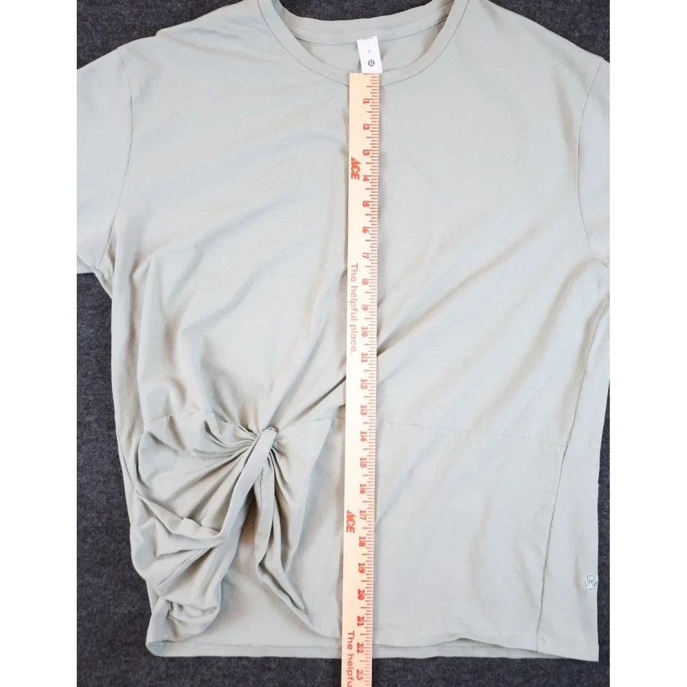 Lululemon Womens Medium Side Tie Knot T Shirt Light Green‎ Short Sleeve
